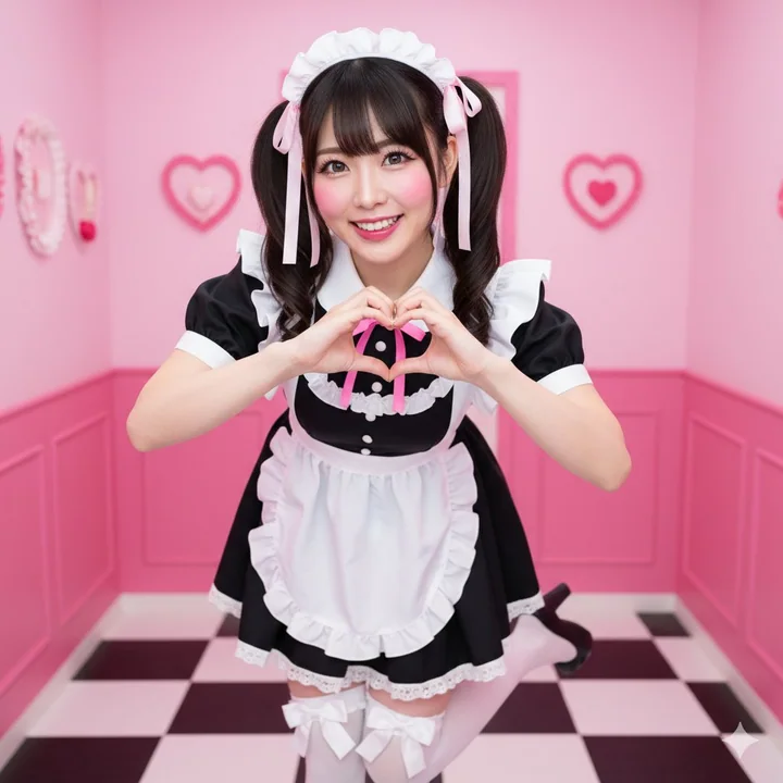 ハートの形をした二つのポニーテールを持つ女の子