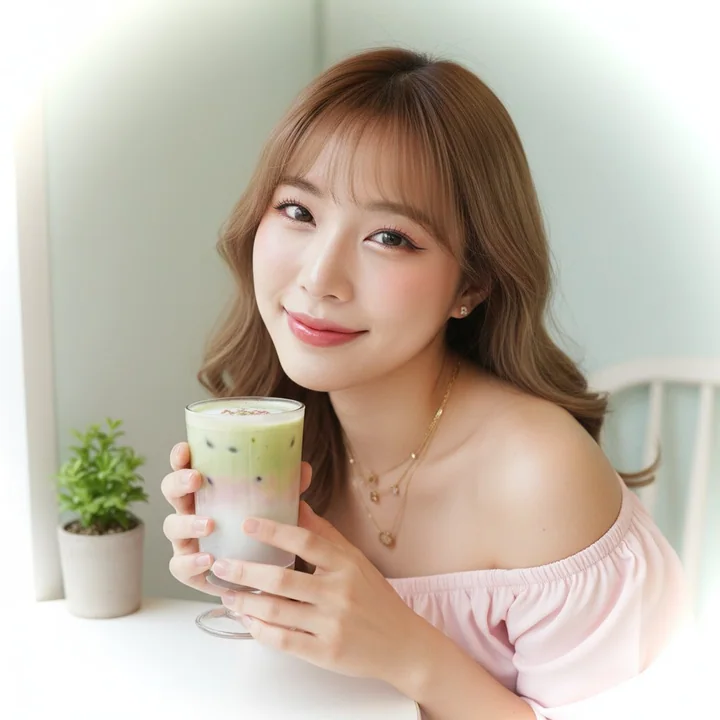 Girl in a cafe interior