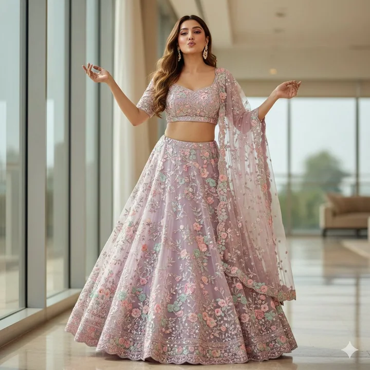 Soft light pink and purple Indian style girl playful kiss