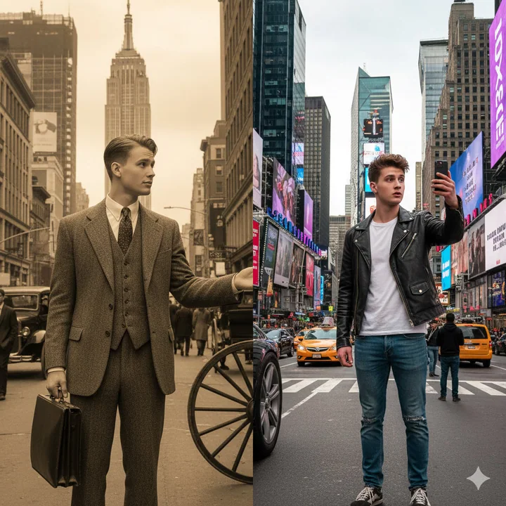 A Timeless Reunion on the Streets of New York Across Centuries