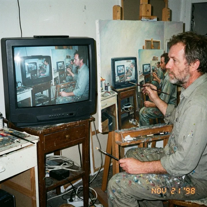 テレビ画面の内容を絵画にコピーする