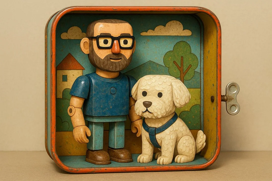 Retro tin toy 3D model style