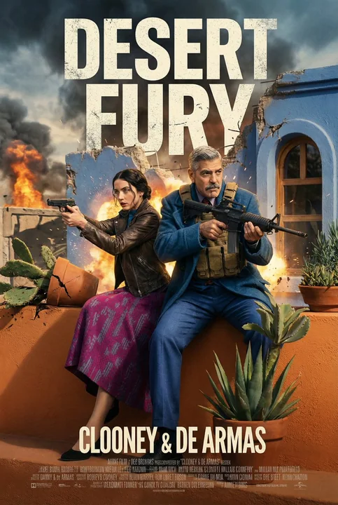 Hollywood action blockbuster movie poster with intense tension