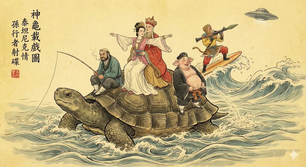 Traditional Gongbi-style ink wash painting