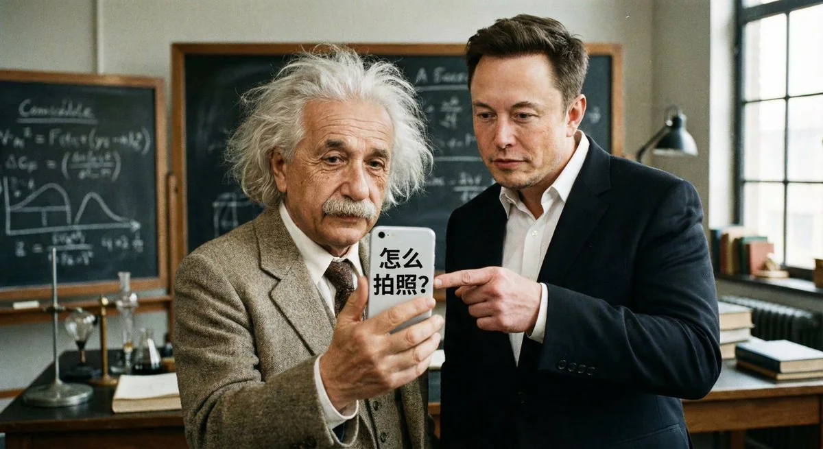 Musk teaches Einstein to take photos
