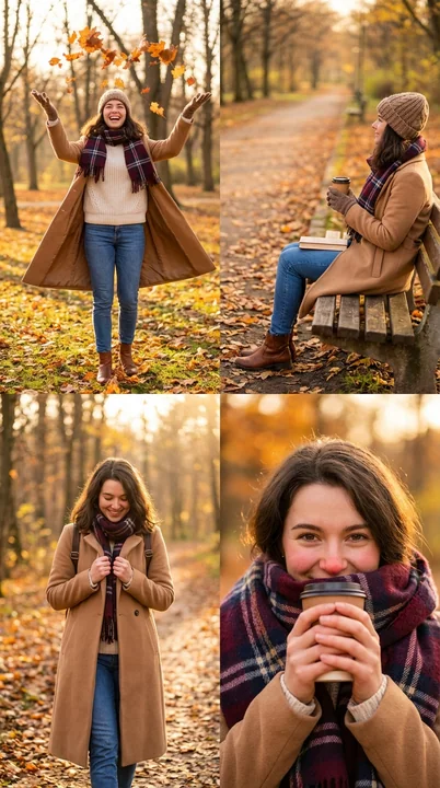 Collage of four fashion lifestyle scenes