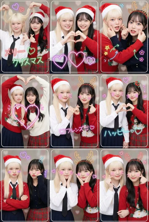 3x3 photo booth style collage