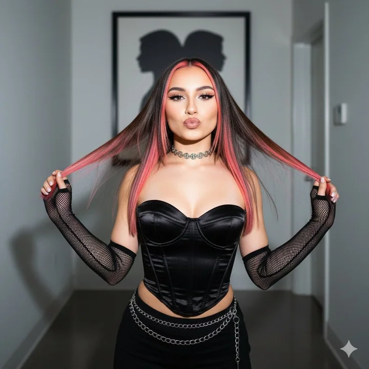 Sweet and edgy millennium style! Flashing moments of a pink ombre spicy girl
