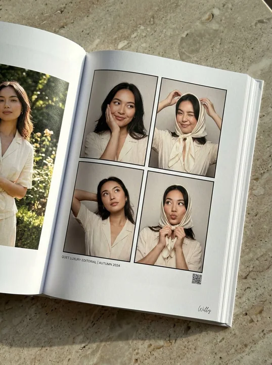 Silent Luxury Style Scarf Four-Panel Photo Album with Spread Design