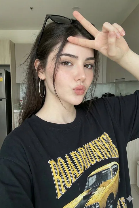 Cute pouting fashion street style girl selfie
