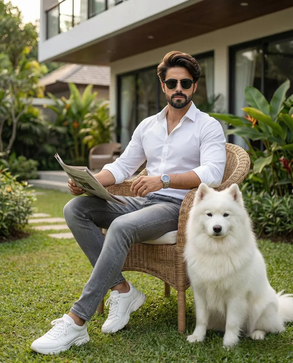 Steady, luxurious modern gentleman's private garden time