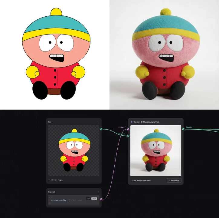 矢量图转8K超逼真3D毛绒公仔物理模拟