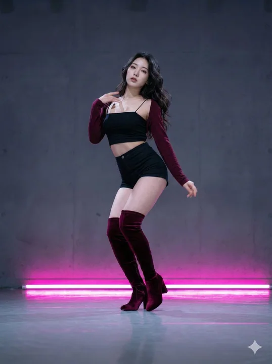 Динамичные танцы K-pop идолов под неоново-розовым светом