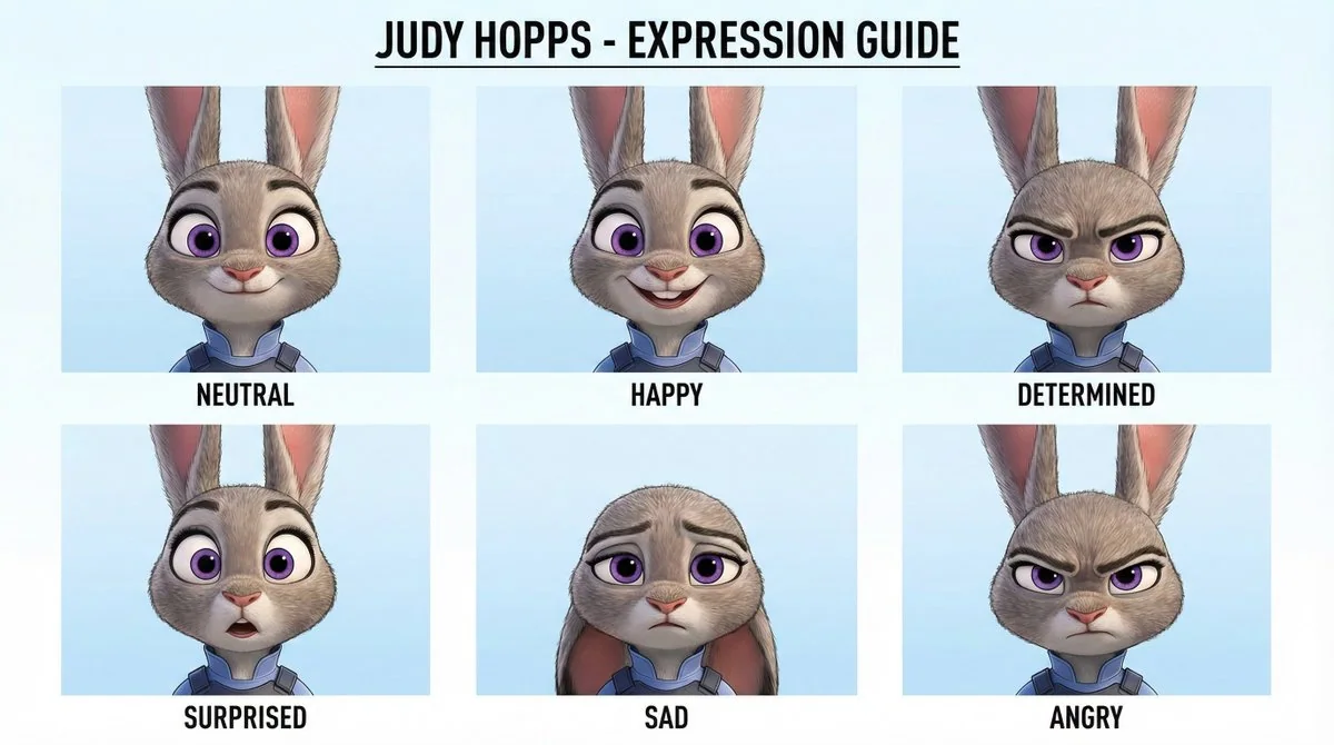 Créer une image d'un guide de style pour les expressions de conception de personnages