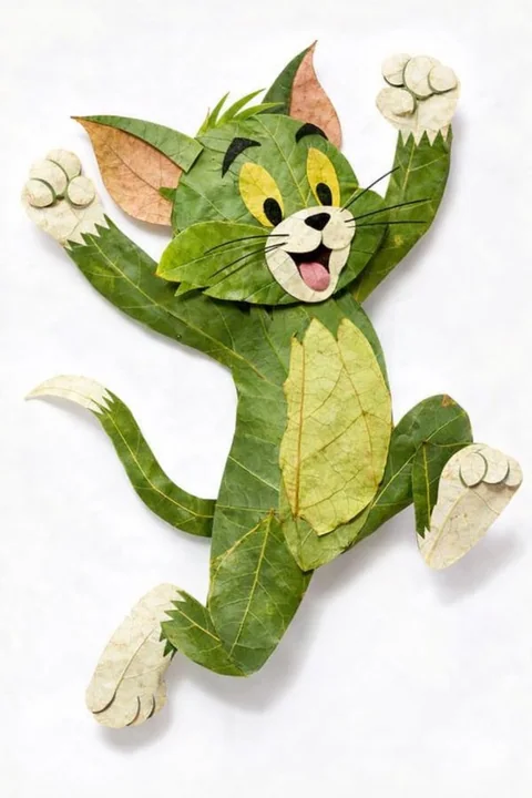 Creative leaf collage composition character portrait