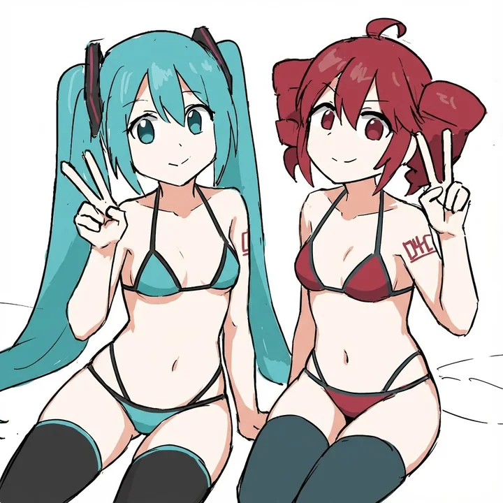 极简风动漫少女比基尼长袜姿态复刻