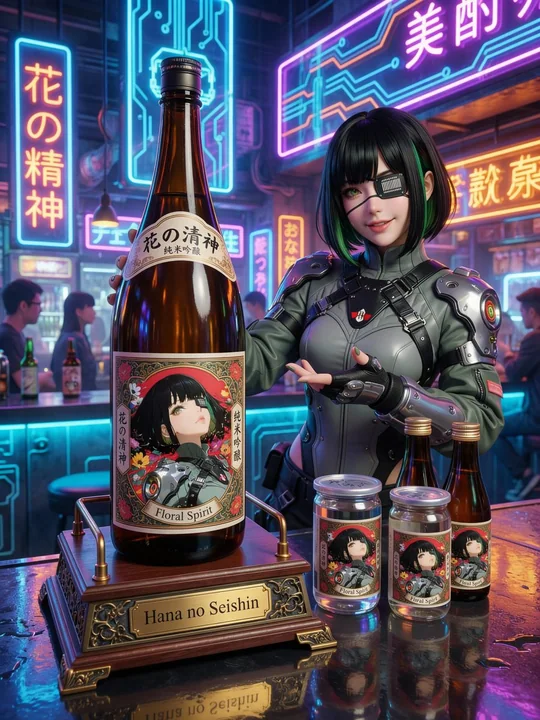 日式幻想风清酒瓶设计,角色拟人化的微醺美学