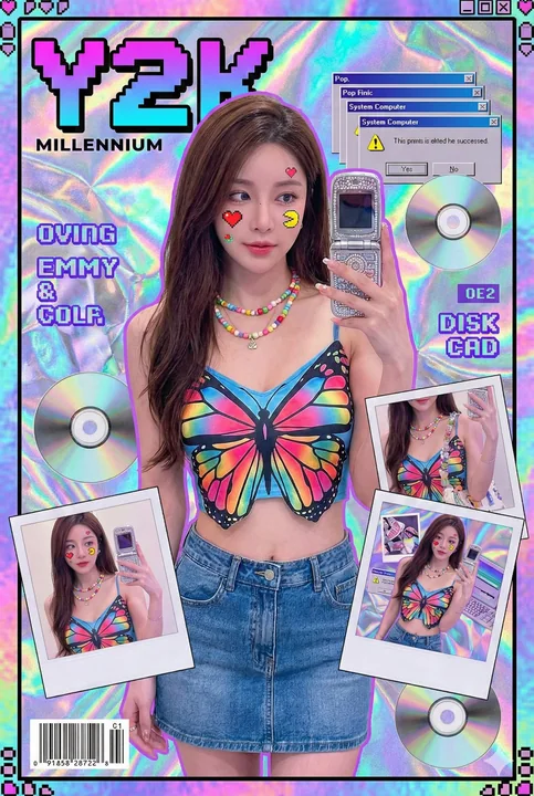 Millénium Y2K pixel rétro fille cool