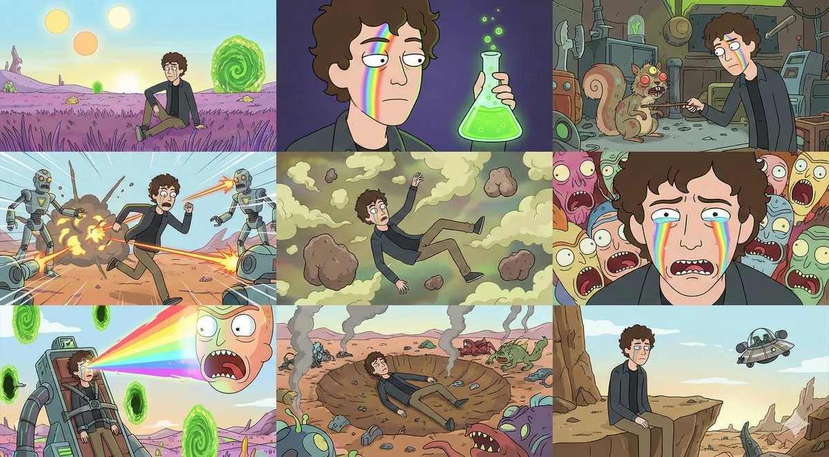Grille 3x3 style Rick and Morty