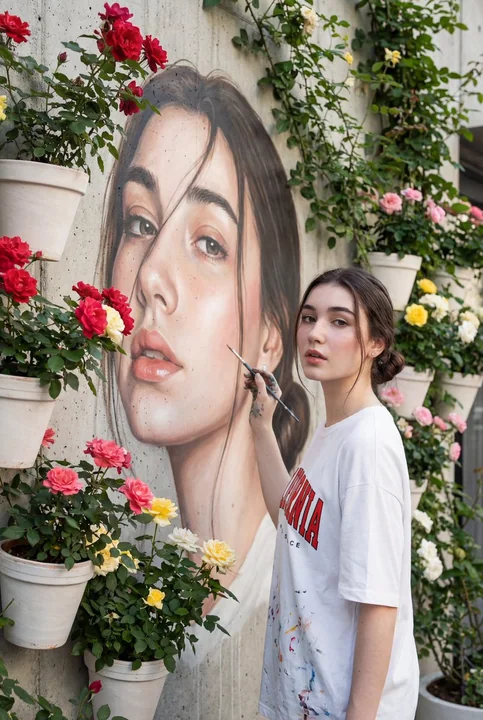 Reflection on the Wall: Café Paints a Giant Self-Portrait