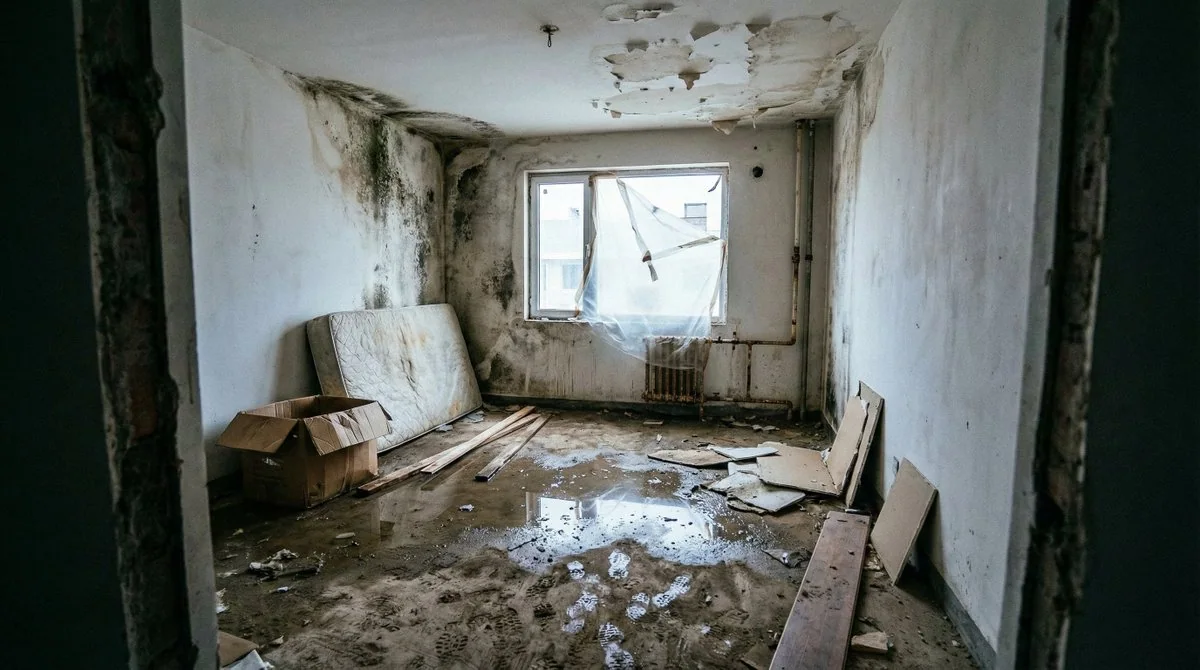 Hyper-realistic light and shadow of dust dancing in an abandoned old house