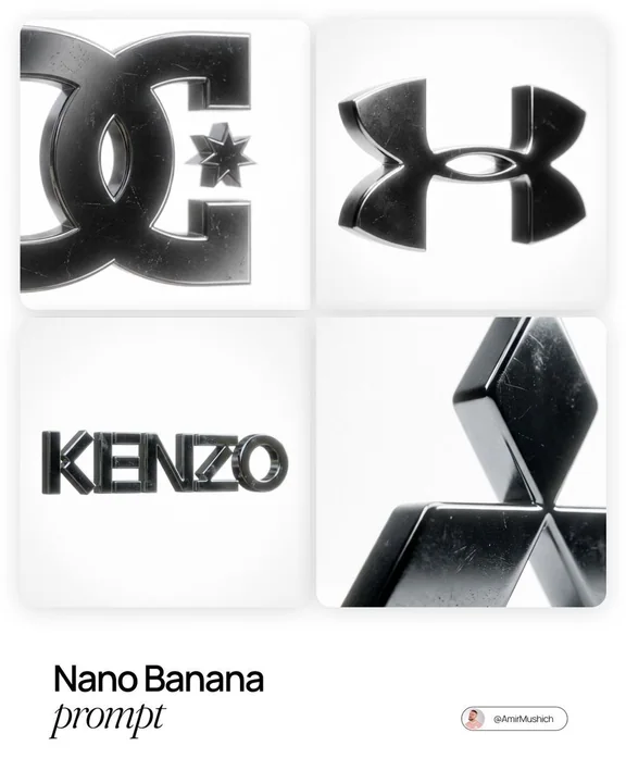 Conception de logo mêlant une texture métallique sombre et de puissants jeux d’ombre et de lumière