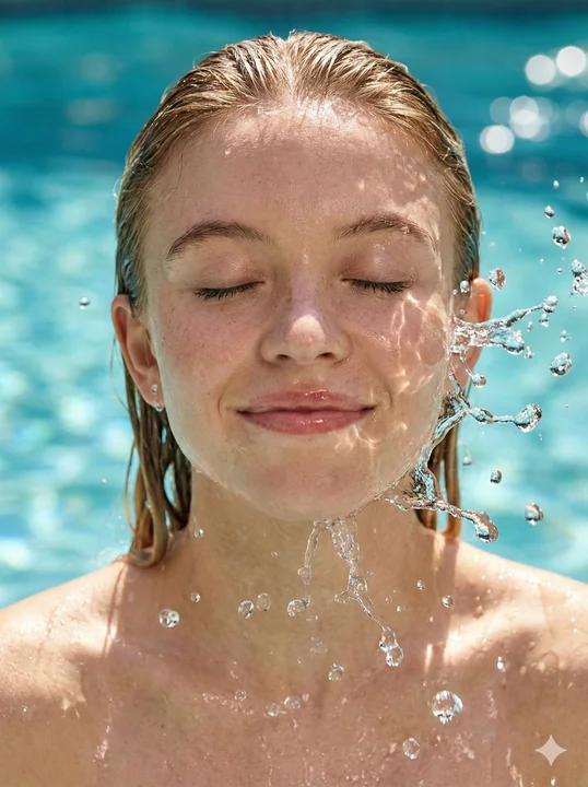 Close-up of water droplets on Sisley's Shampoo under summer sunlight