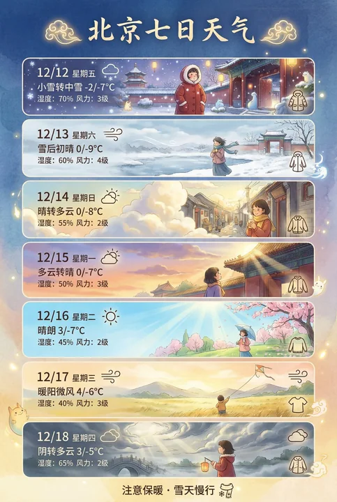 北京7日天気予報-ポスター