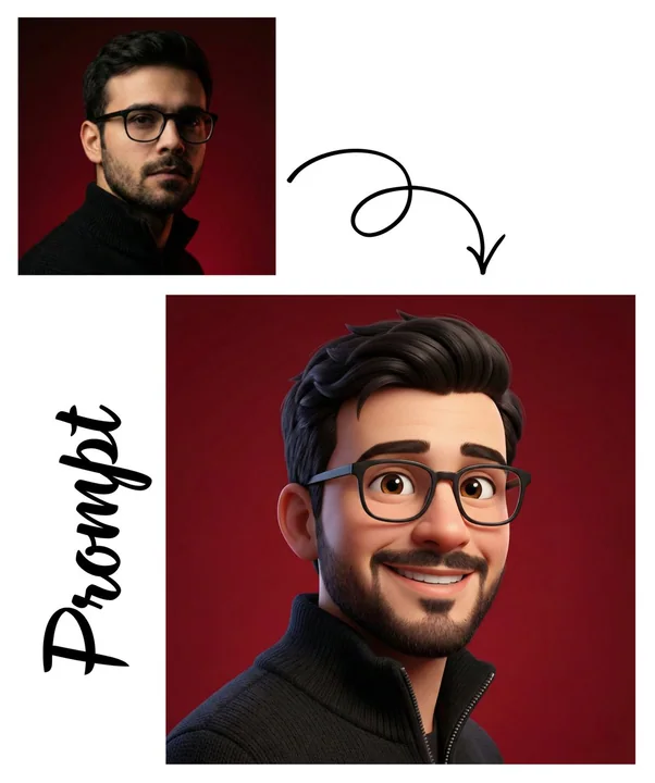 Warm and healing Pixar-style 3D cartoon character image