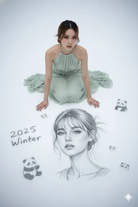Girl pencil sketch drawing
