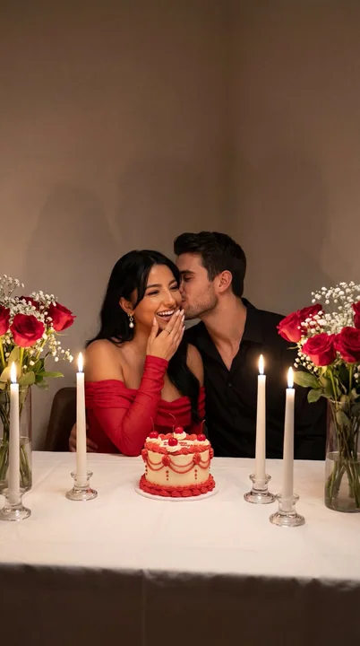 Un doux moment de chuchotements entre amoureux lors d’un dîner aux chandelles