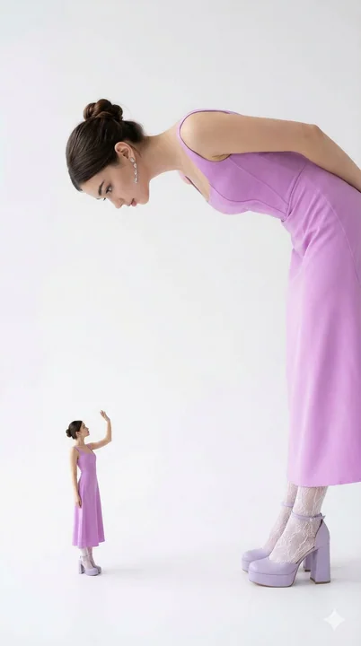 Lavender Long Dress Female Double Version Proportion Comparison
