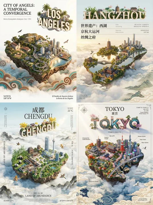 都市をテーマにしたデジタルアートポスターの作成