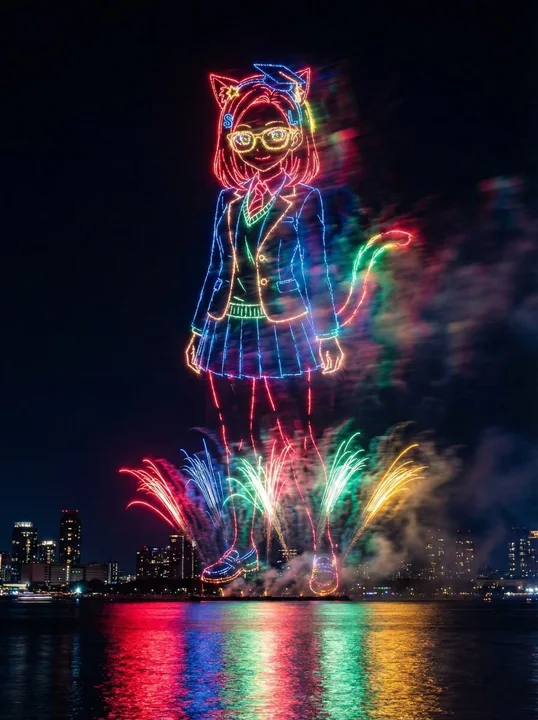 Brilliant flora- and fauna-shaped fireworks bloom in creative artistry