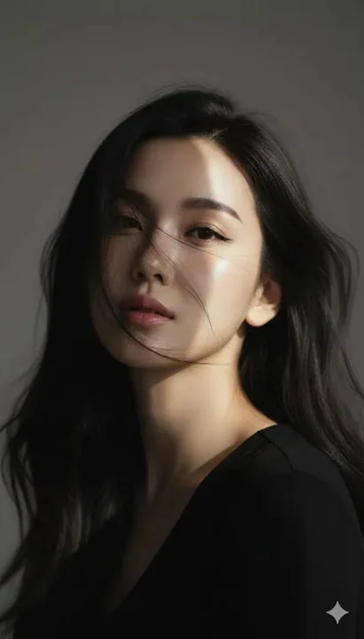 韩国风格的年轻女性时尚特写人像