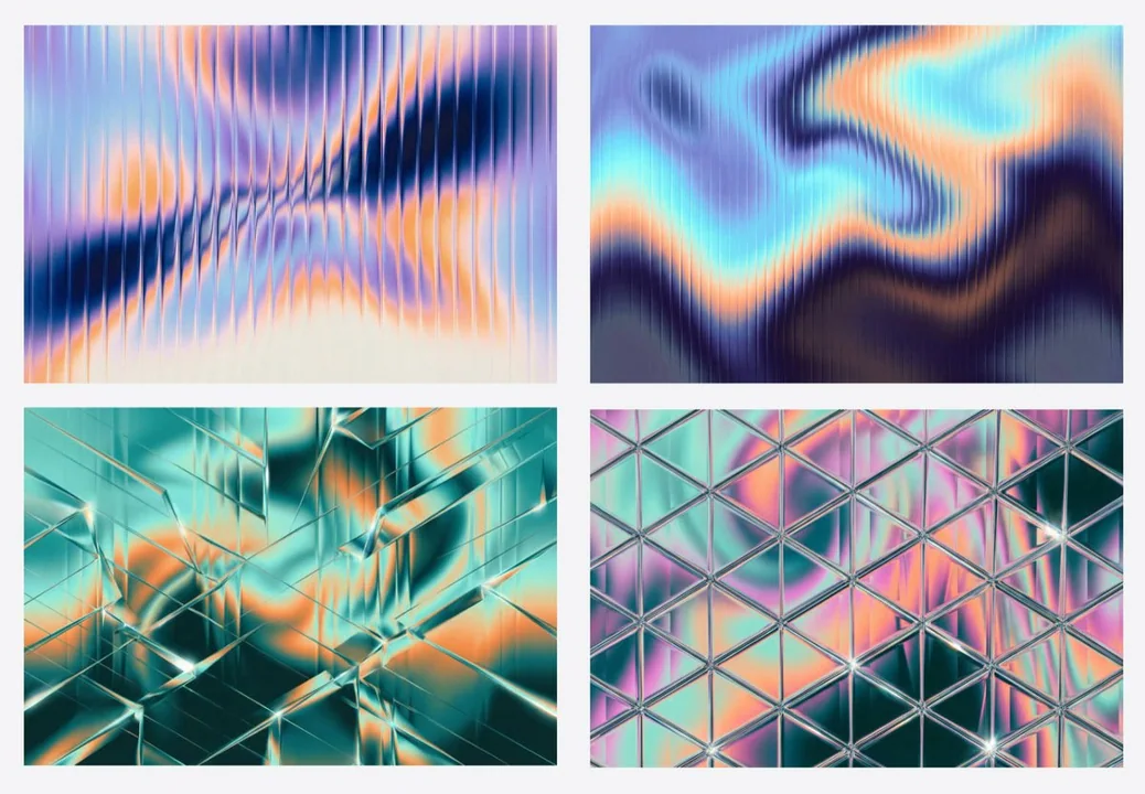 Brilliantly shimmering fractal glass isometric grid texture