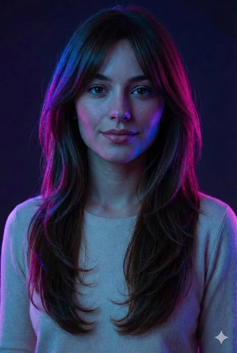 Portrait avec lumière de bord néon préservant la texture réelle