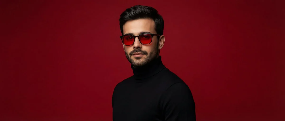 Portrait d'une nouvelle élite technologique moderne en noir et rouge minimalistes