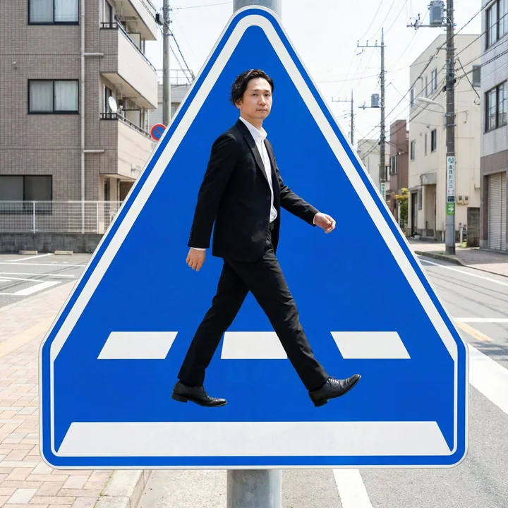 斑馬線には、私だけのユニークな輪郭のシルエットが刻まれている